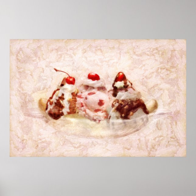 Poster Sucré - Crème glacée - Banana split (Devant)