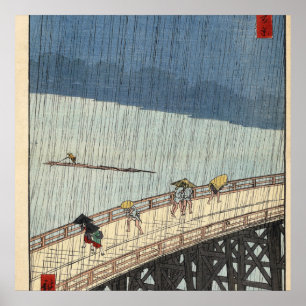 Poster Sudden shower over Shin-Ōhashi bridge and Atake