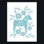 Poster suédois Dala Horse Art Turquoise<br><div class="desc">Un Dala Cheval traditionnel suédois peint en vert turquoise et blanc. Parfait pour les Vikings et les amateurs de cheval et de poney.</div>