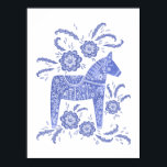 Poster suédois Dala Horse Blue Art<br><div class="desc">Un Dala Cheval suédois traditionnel peint en bleu indigo et blanc. Parfait pour les Vikings et les amateurs de cheval et de poney.</div>