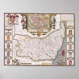 Poster Suffolk et la situation d'Ipswich