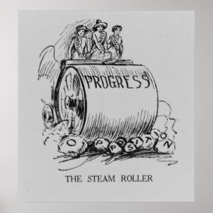 Poster Suffrage Steamroller Caricature politique