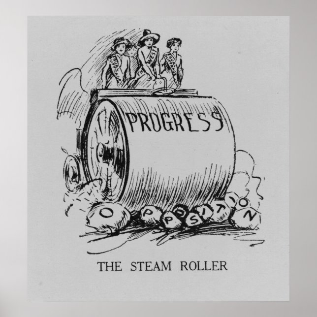 Poster Suffrage Steamroller Caricature politique (Devant)