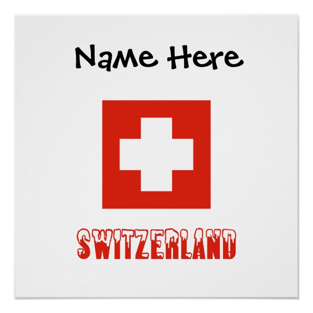 Poster Suisse et drapeau suisse avec votre nom (Devant)