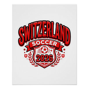 Poster Suisse Football 2026 Football Gras Pays Typogr