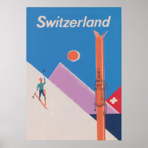 Poster Suisse Retro Ski Vintage
