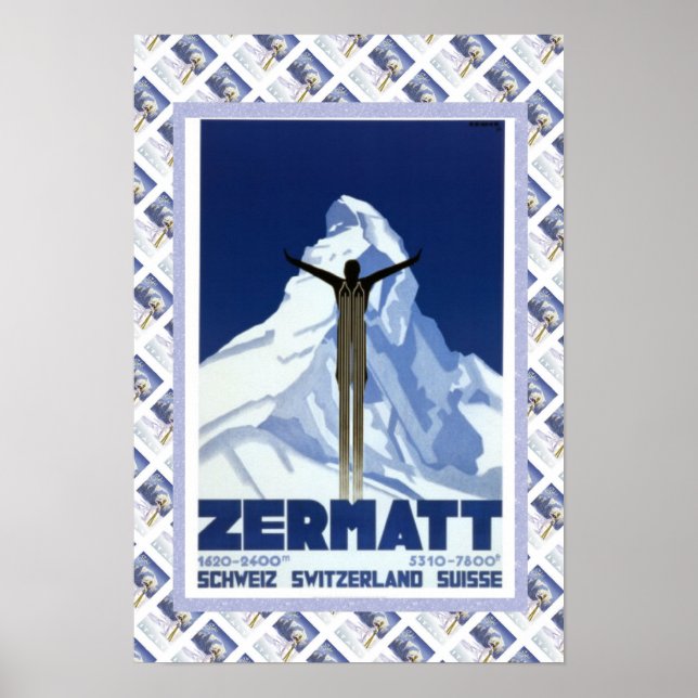 Poster suisse vintage Zermatt (Devant)