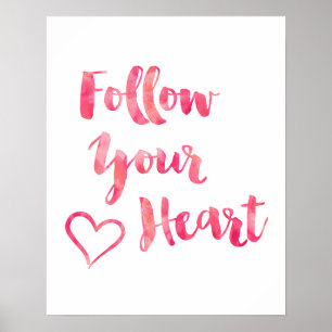 Poster Suivez votre Modèle de devis d'aquarelle rose du c