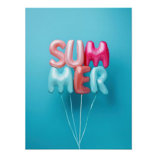 Poster Summer Balloons - Bright and Cheerful Typography (Devant)