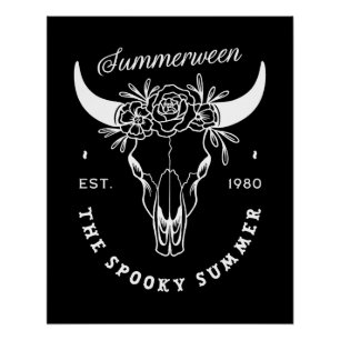 Poster Summerween gothique éffrayant thème de fête d'été 