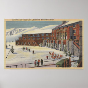 Poster Sun Valley, ID - Ski Party à Lodge Sawtooth