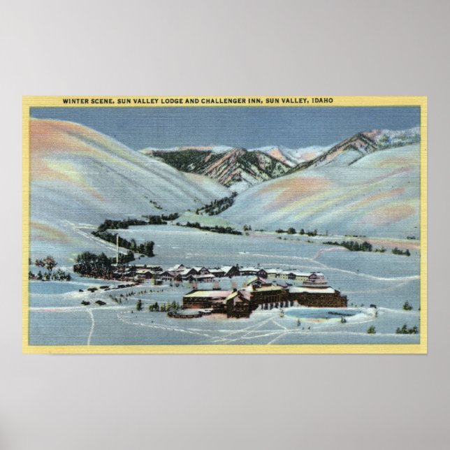 Poster Sun Valley, ID - Winter Scene, Sun Valley (Devant)