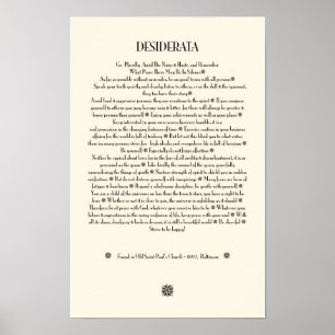 Poster Sunburst DESIDERATA sur parchemin