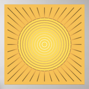 Poster Sunburst géométrique moderne - Or de moutarde / Ja