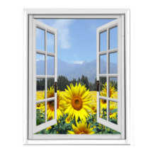 Sunflower Garden Faux Vue de fenêtre artificielle