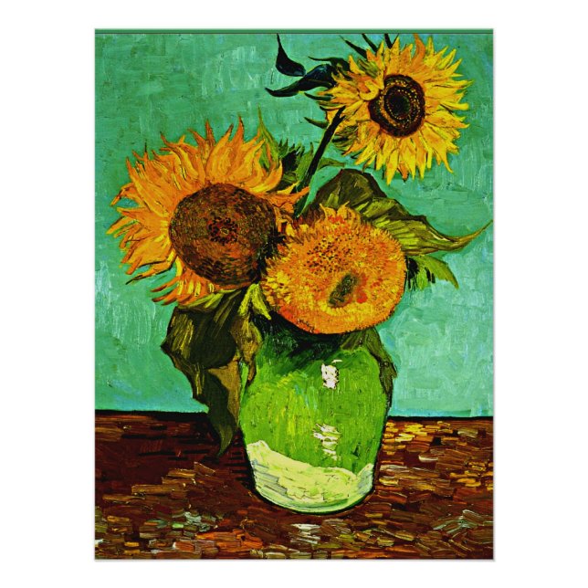 Poster Sunflowers, 3, par Vincent van Gogh (Devant)