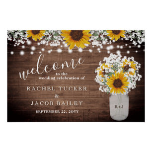 Poster Sunflowers Jar Lumières Accueil Mariage Réception
