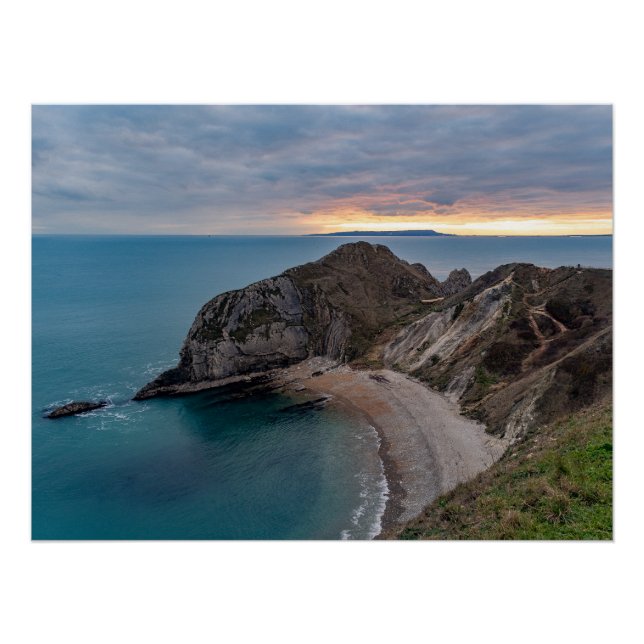 Poster Sunset at Jurrasic Coast, England, UK (Devant)