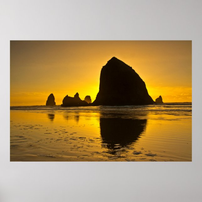 Poster Sunset, Cannon Beach, Oregon, États-Unis (Devant)