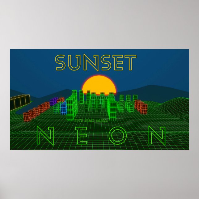 Poster "SUNSET NEON" du Rad Mall (30 po x 16,88 po (Devant)