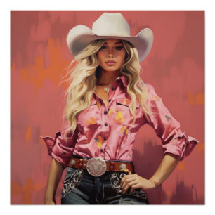 Poster Sunset Serenade : Cowgirl Wall Art