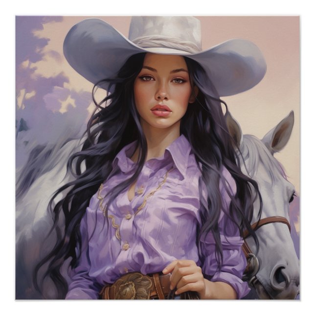 Poster Sunset Serenity : Cowgirl Wall Art (Devant)