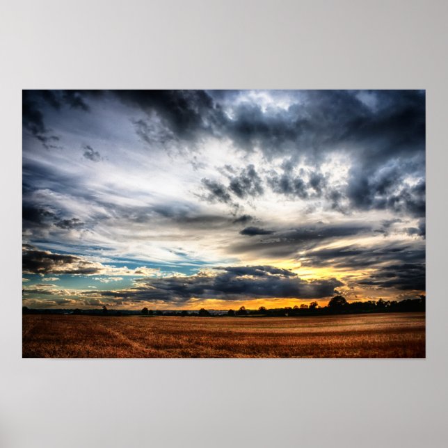 Poster Sunset sur les champs de blé Skyscape (Devant)