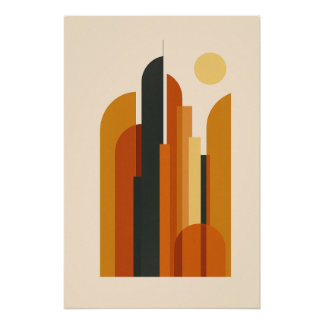 Poster Sunset Tower – Ville Stylisée