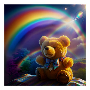 Poster Sunshine Rainbow Teddy Bear Wonderland