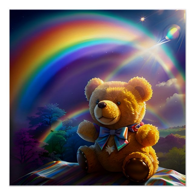 Poster Sunshine Rainbow Teddy Bear Wonderland (Devant)