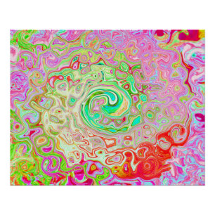 Poster Super Abstrait Retro Pastel Green Liquid Swirl
