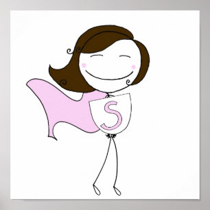 Poster Super fille Brunette