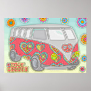 Poster Super Flower Power 60s Hippy Van