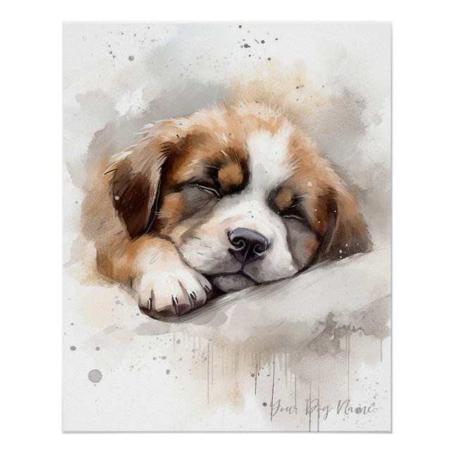 Poster Super mignon ange dormant chiot Saint Bernard Chie (Devant)
