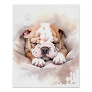 Poster Super mignon ange endormi chiot Bulldog 002 - Wend