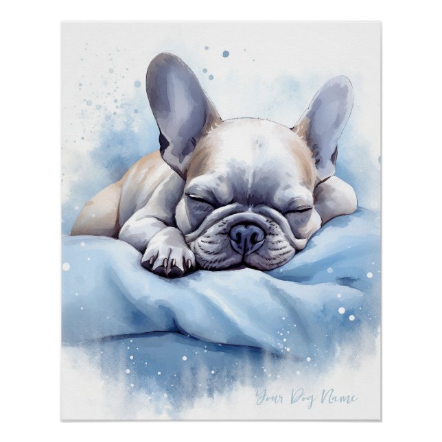 Poster Super mignon ange endormi chiot Français Bulldog 0 (Devant)