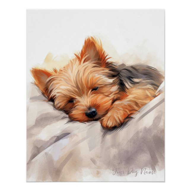 Poster Super mignon ange endormi chiot Yorkshire Terrier (Devant)
