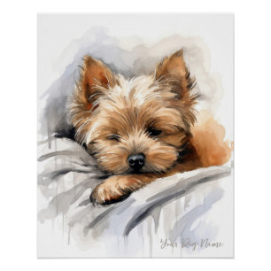 Poster Super mignon ange endormi chiot Yorkshire Terrier