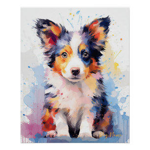 Poster Super mignon Bordure Collie Chien Chien Chien Chie