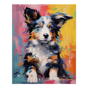 Poster Super mignon Bordure Collie Chien Chien Chien Chie
