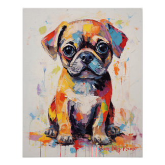 Poster Super mignon Chien Carlin Puppy 001 - Xeno Lucilfe