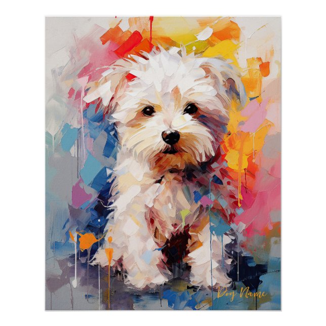 Poster Super mignon Chien Maltais Puppy 002 - Xeno Lucilf (Devant)