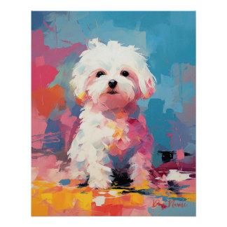 Poster Super mignon Chien Maltais Puppy 003 - Xeno Lucilf