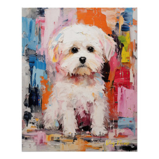 Poster Super mignon Chien Maltais Puppy 004 - Xeno Lucilf
