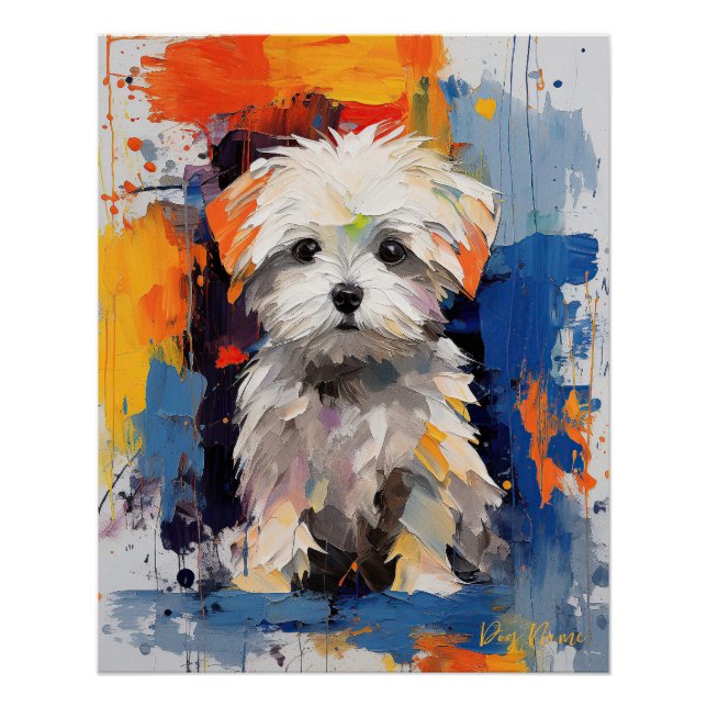 Poster Super mignon Chien Maltais Puppy 005 - Xeno Lucilf (Devant)