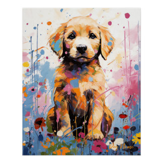 Poster Super mignon Golden Retriever Chien Chien Chien Ch