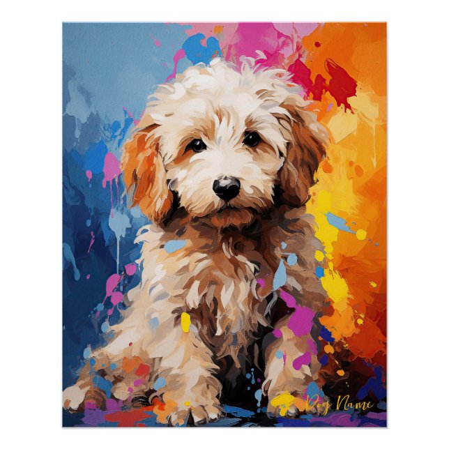 Poster Super mignonne Goldendoodle Chien Chien Chien Chie (Devant)
