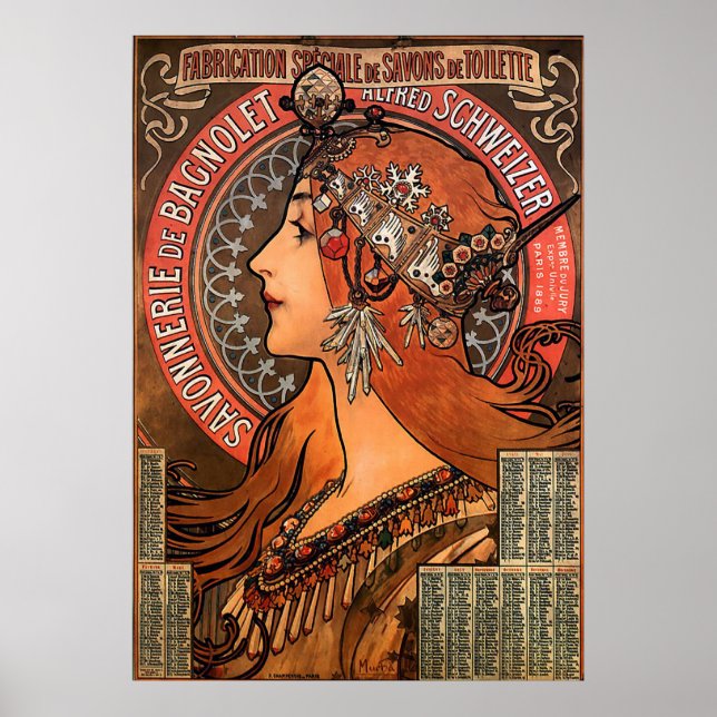 POSTER SUPER TAILLE DE L'ALPHONSE MARIA MUCHA-SAVONNERIE  (Devant)