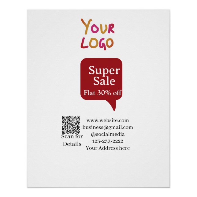 Poster super vente affaires remise scannez le code QR dét (Devant)