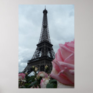 Poster Superbe Tour Eiffel aux roses roses roses Paris